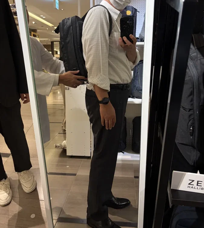 ハーネス調整後に背負う画像
